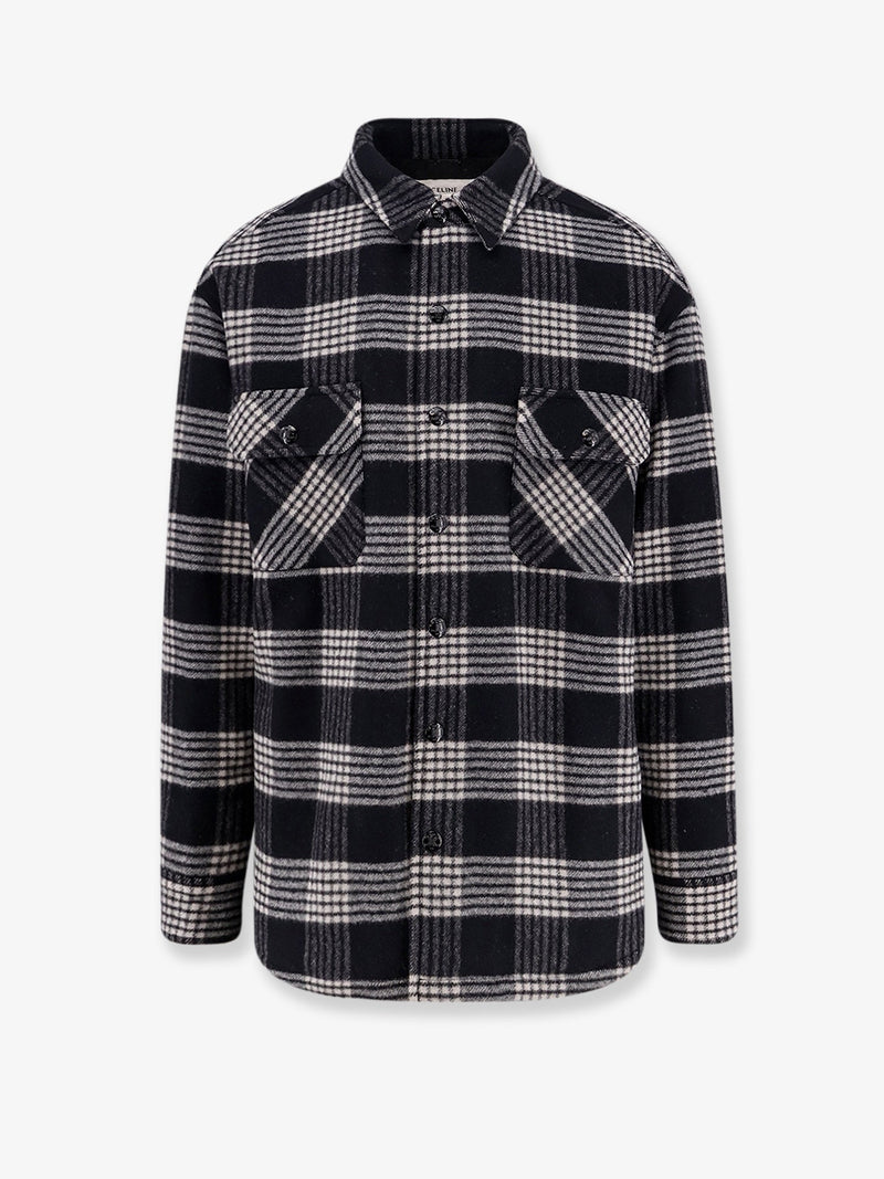 Celine Celine Quilted Overshirt Wool Shirt Black - World Class Fashion
