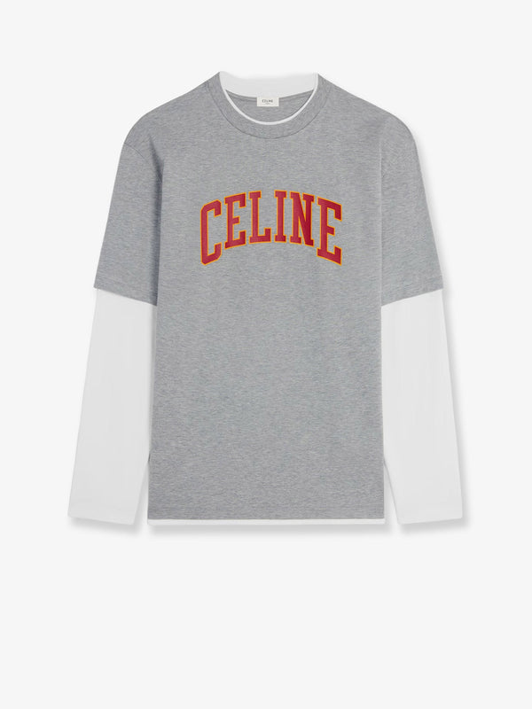 Celine Cotton T-Shirt With Logo Print