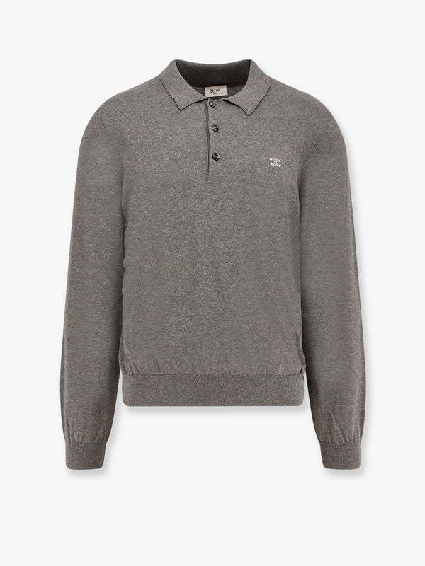 Celine Cotton Polo Shirt With Triomphe Detail