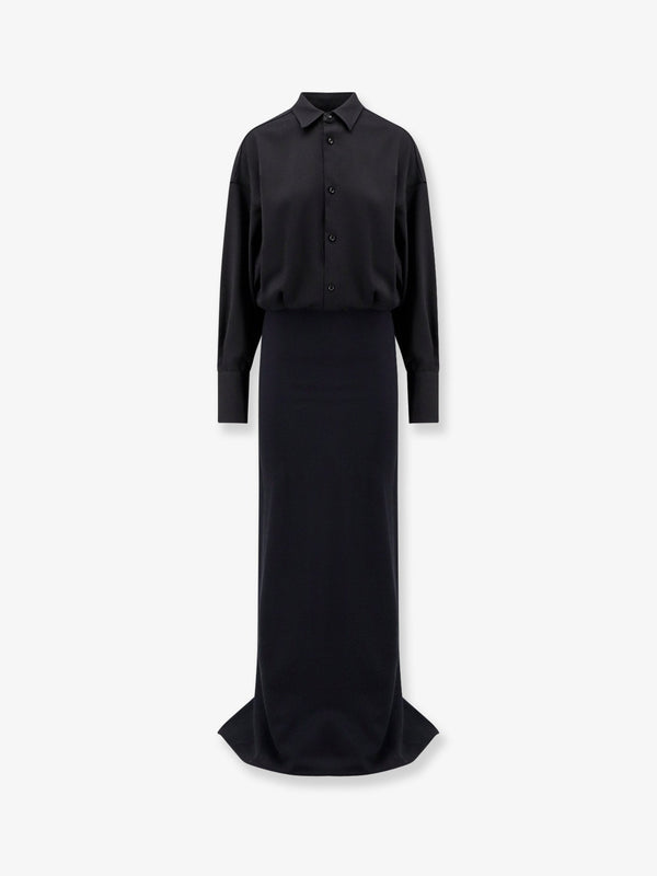 Darkpark Wool And Satin Long Dress