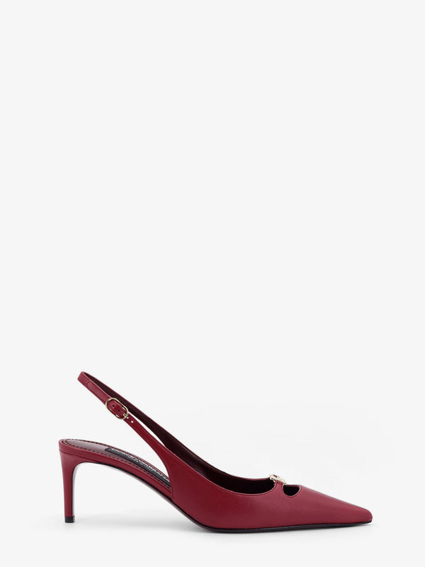 Dolce & Gabbana Leather DecolletÃ¨ Slingback With Metal Logo