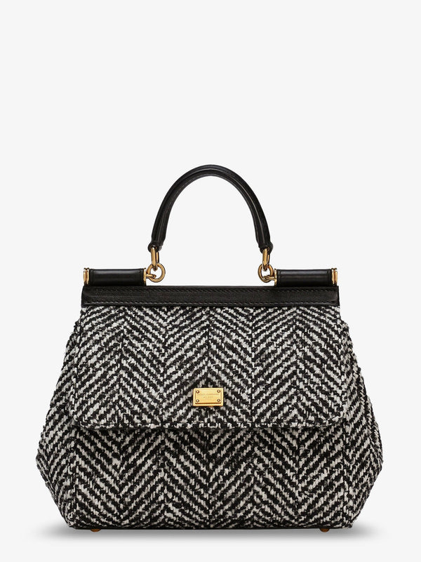 Dolce & Gabbana Sicily Medium Chevron Fabric Shoulder Bag