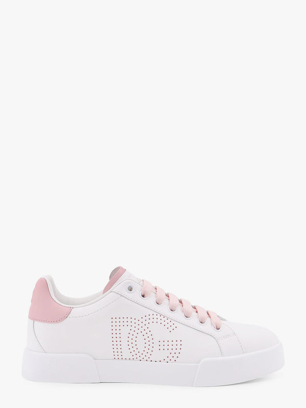 Dolce & Gabbana Portofino Low-Top Leather Sneakers With Lateral Monogram