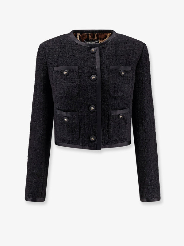 Dolce & Gabbana Cotton And Viscose Blazer With Animalier Print Lining