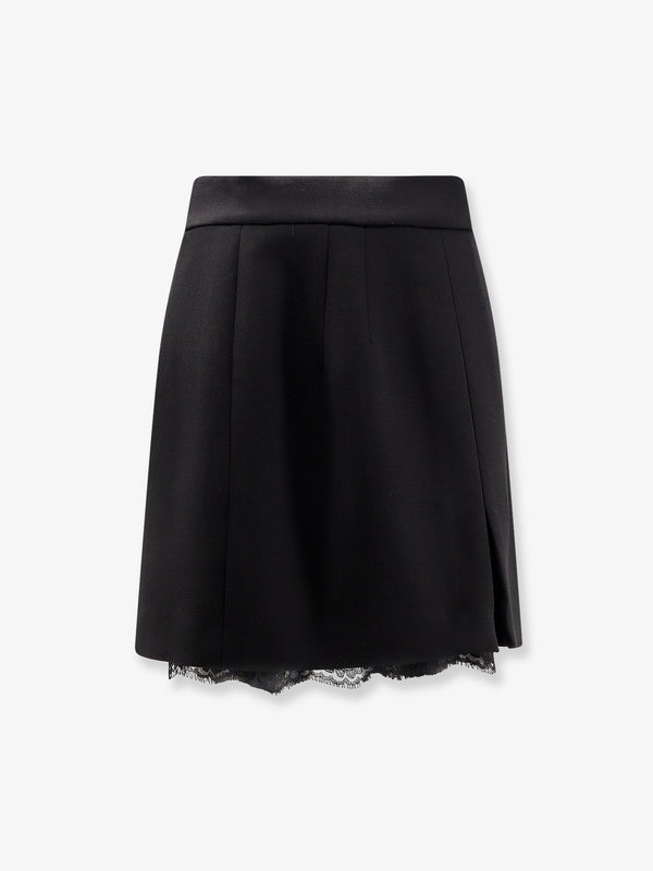 Dolce & Gabbana Virgin Wool Miniskirt With Lace Detail