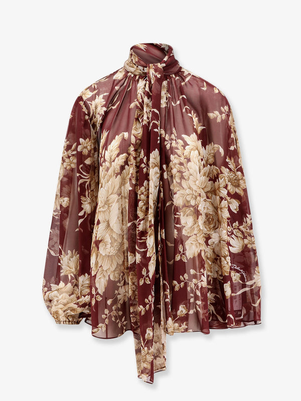 Dolce & Gabbana Chiffon Shirt With Rose Print