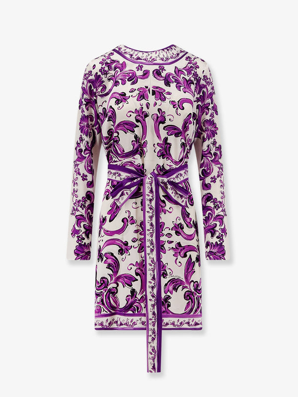 Dolce & Gabbana Charmeuse Short Dress With Maiolica Print