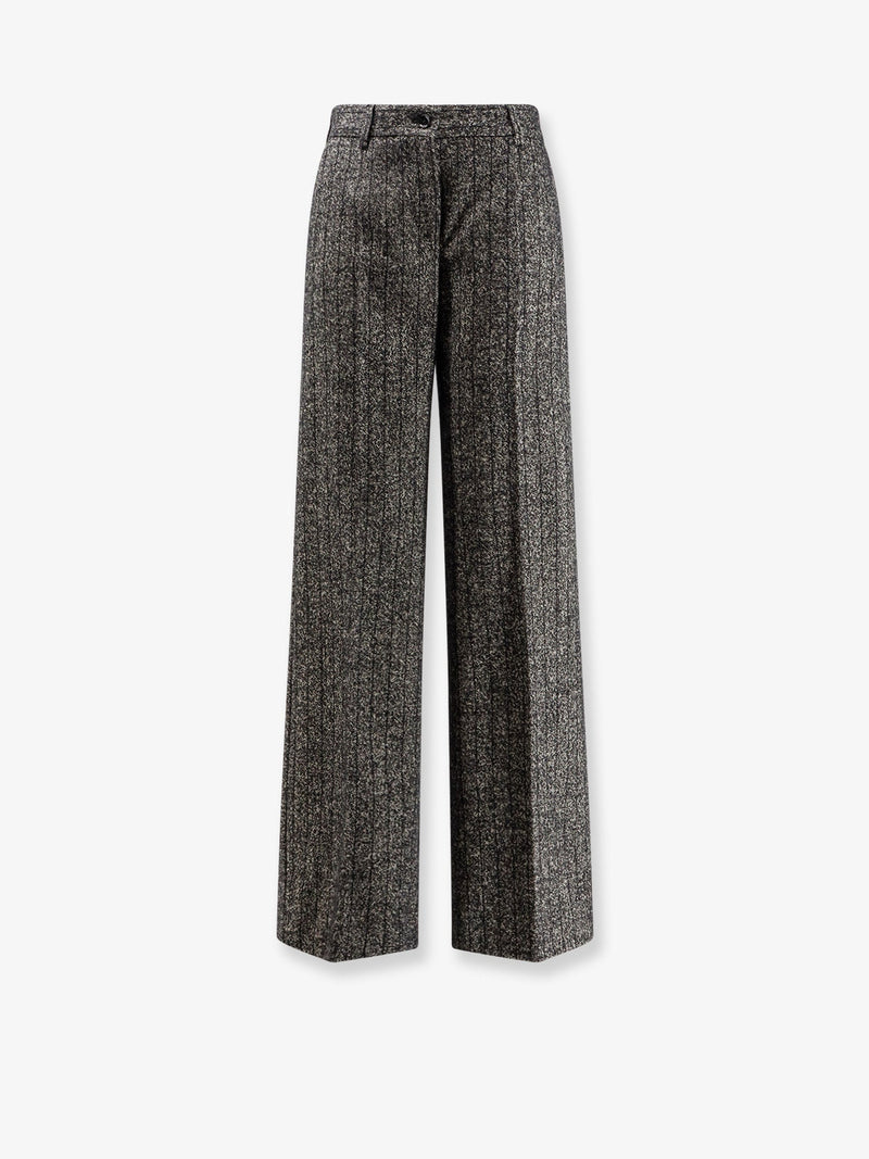 Dolce & Gabbana Dolce & Gabbana Pantalones a Rayas de Lana Gris - World Class Fashion