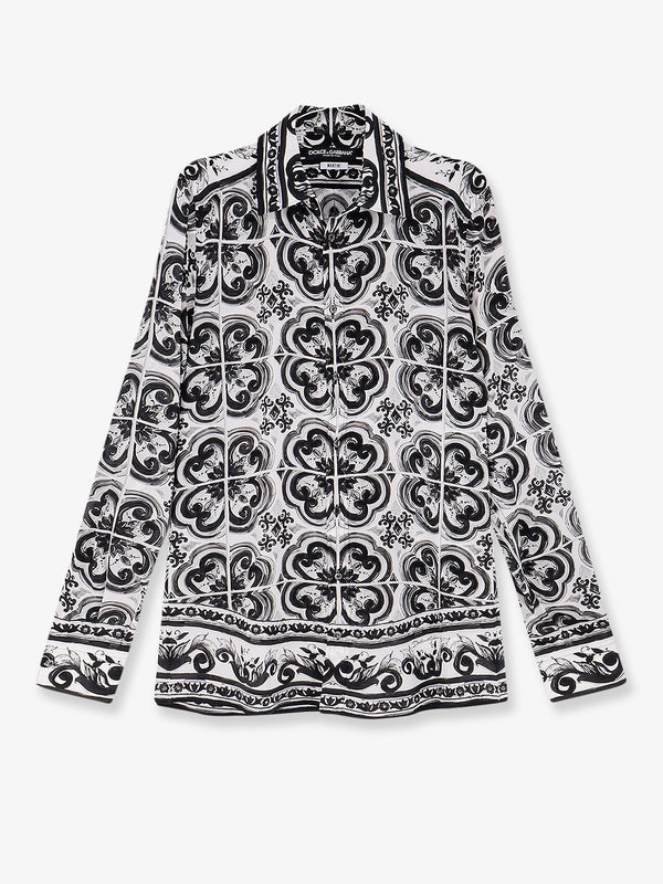 Dolce & Gabbana Silk Shirt With Maiolica Print