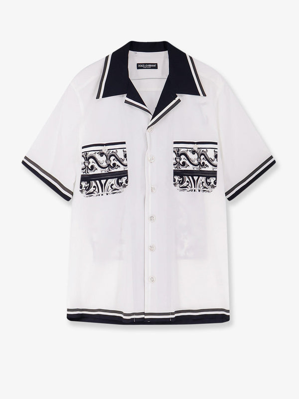 Dolce & Gabbana Cotton Shirt With Maxi Maiolica Print On The Back