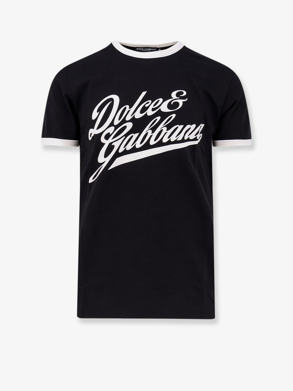 Dolce & Gabbana Cotton T-Shirt With Flocked Logo Print