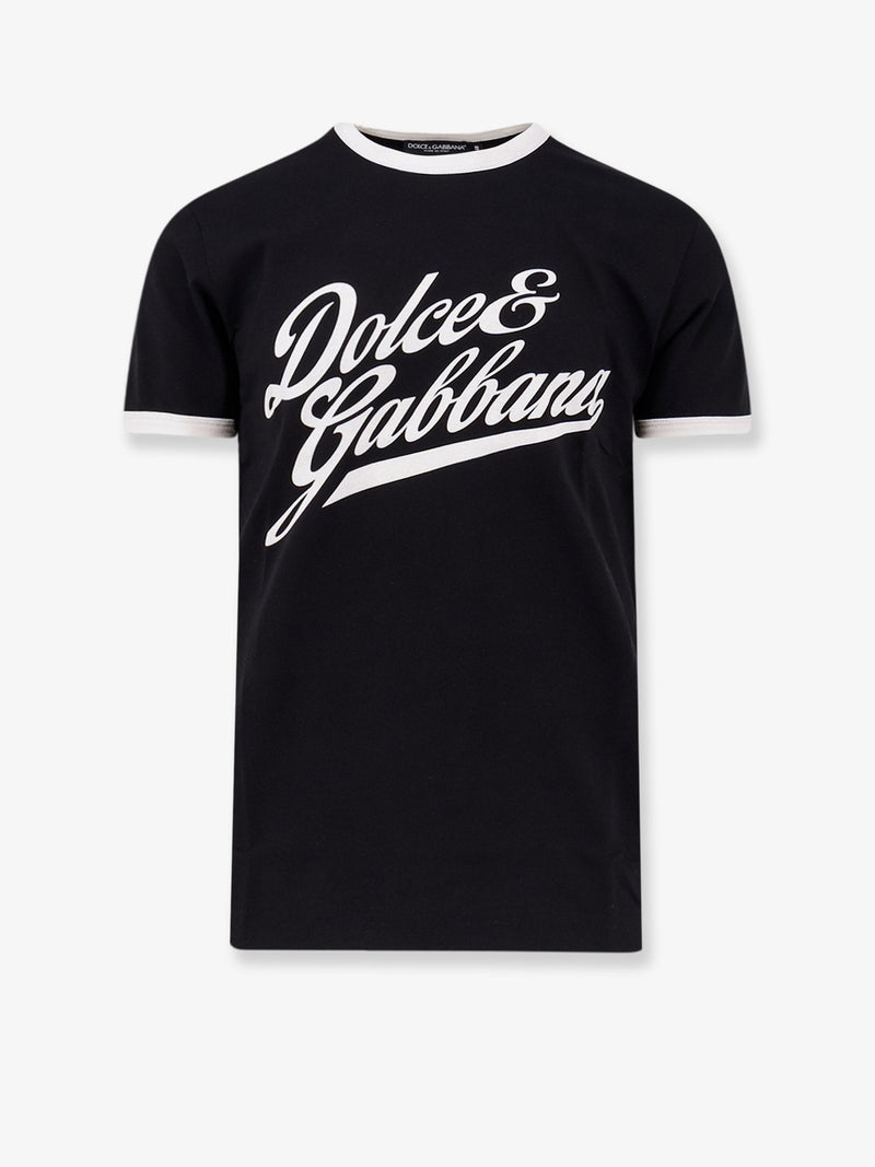 Dolce & Gabbana Camiseta de algodón Dolce & Gabbana con logo flocado negra - World Class Fashion