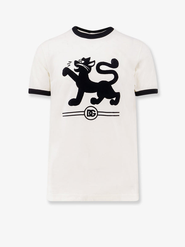 Dolce & Gabbana Cotton T-Shirt With Flocked Print