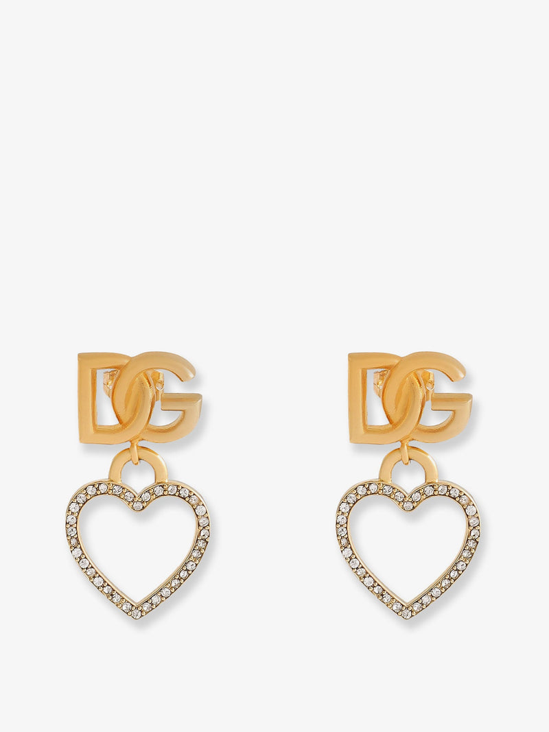 Dolce & Gabbana Dolce & Gabbana Metal Earrings with Rhinestones Gold - World Class Fashion