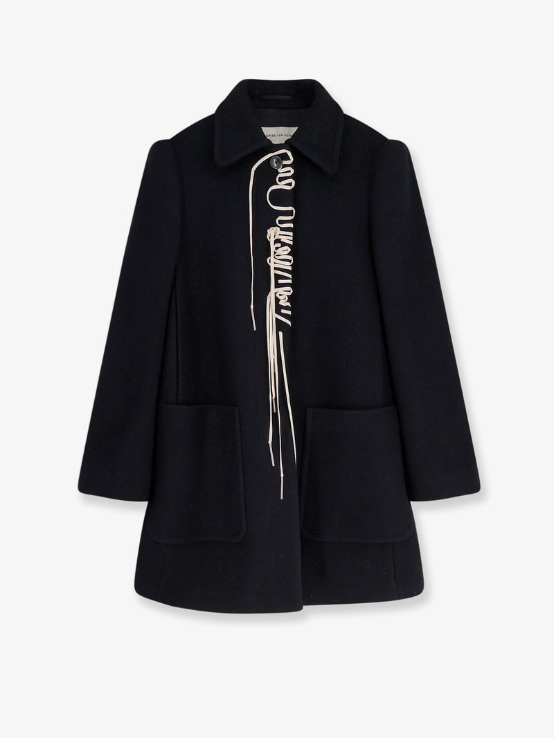Dries Van Noten Dries Van Noten Rebela Wool Blend Coat Black - World Class Fashion