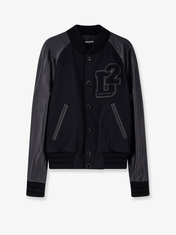 Dsquared2 Wool Jacket With Leather Sleeves