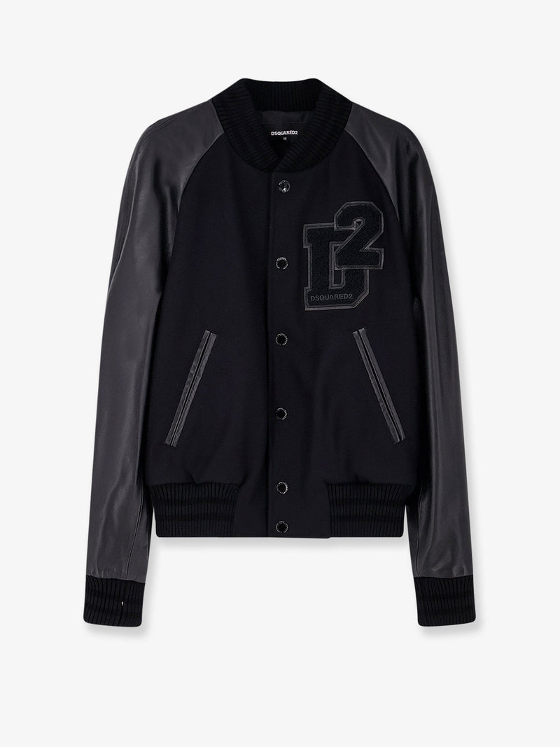 Dsquared2 Dsquared2 Wool Jacket with Leather Sleeves Black - World Class Fashion