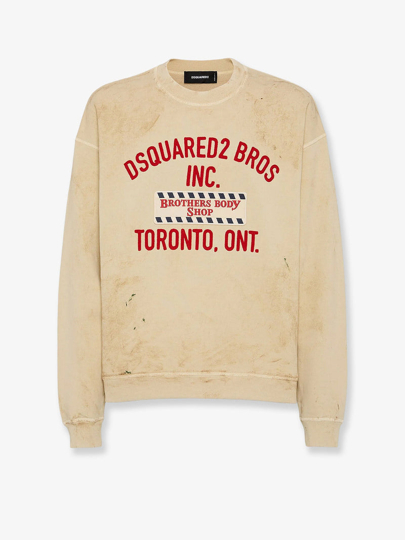 Dsquared2 Dsquared2 Cotton Sweatshirt Distressed Beige Men - World Class Fashion