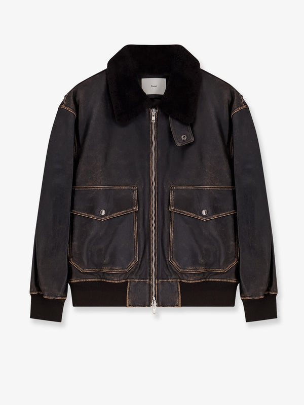 Dunst Leather Jacket With Shearling Collar