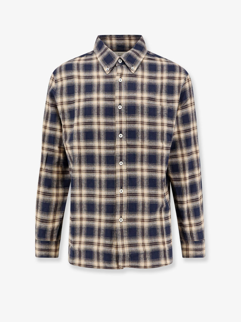 Dunst Dunst Flannel Shirt Navy Beige Check - World Class Fashion