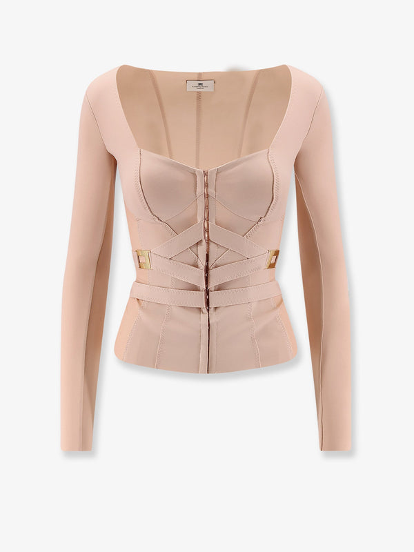 Elisabetta Franchi Stretch Fabric Top With Metal Details