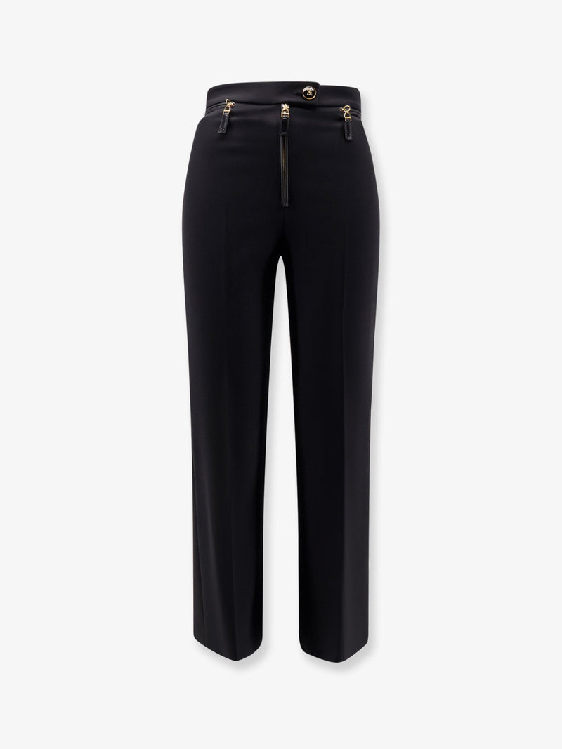 Elisabetta Franchi Pantalones Elisabetta Franchi Con Botón Logotipo Negro - World Class Fashion