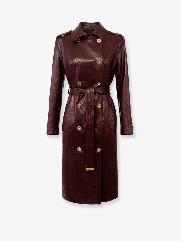 Elisabetta Franchi Long Faux Leather Double-Breasted Jacket