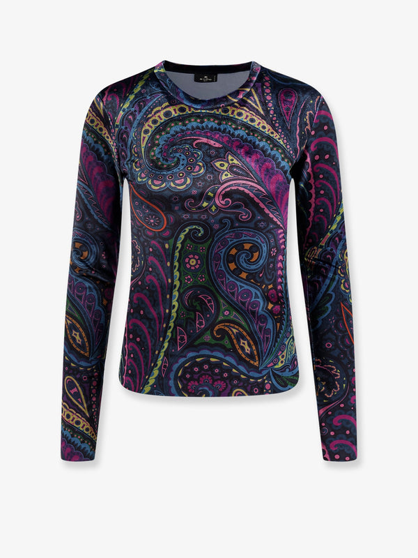 Etro Chenille T-Shirt With Multicolor Print