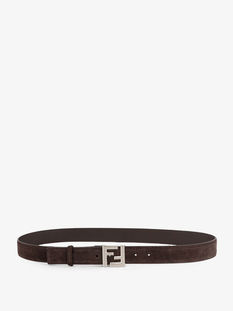Fendi Fendi Squared FF Suede Belt Brown - World Class Fashion
