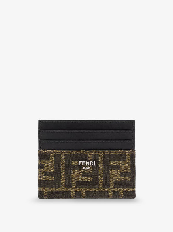 Fendi Leather Card Holder With Ff Jacquard Fabric Inserts