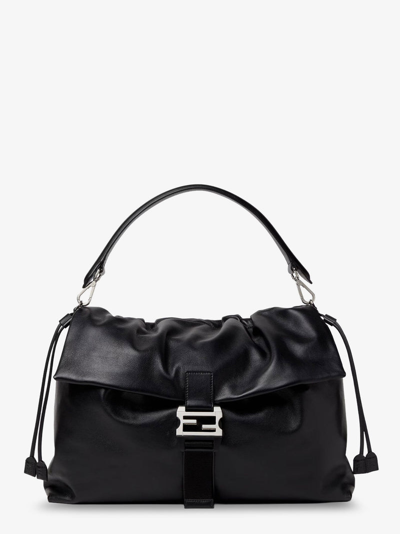 Fendi Fendi Flux Maxi Messenger Leather Crossbody Bag Black - World Class Fashion