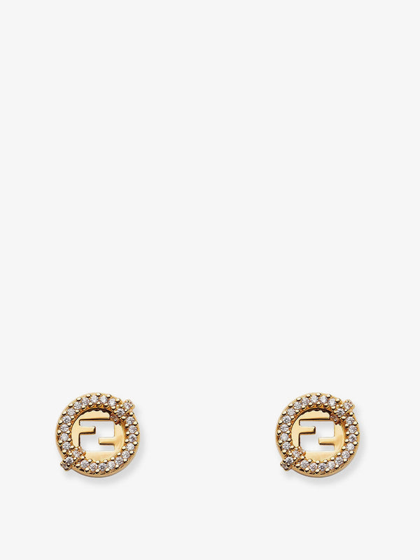 Fendi Everround Metal Earrings With Rhinestones