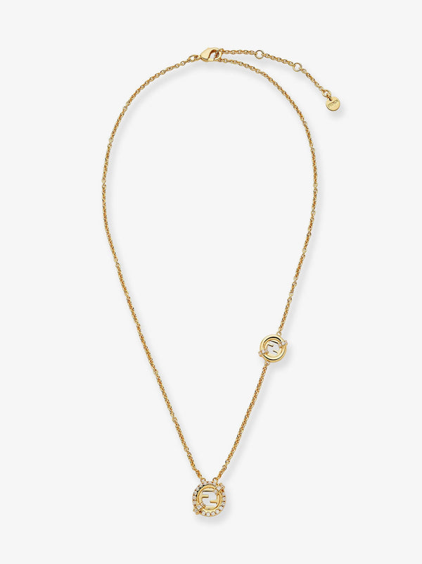 Fendi Everround Metal Necklace With Rhinestones