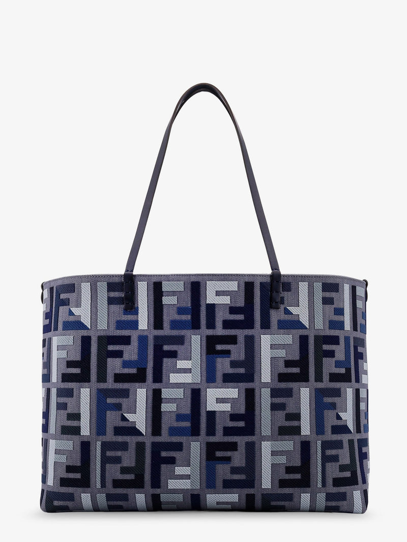 Fendi Fendi Roll Large Jacquard FF Fabric Tote Bag Blue - World Class Fashion