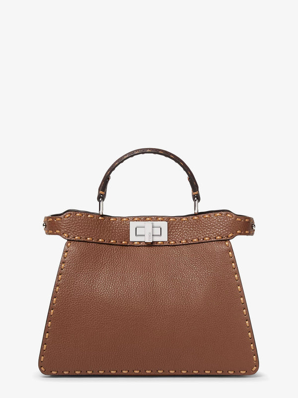 Fendi Peekaboo Iseeu Small Leather Shoulder Bag With Selleria Macro Stitching