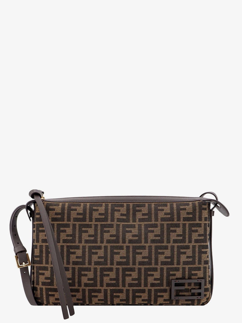 Fendi Fendi Simply Medium FF Jacquard Fabric Crossbody Bag Brown - World Class Fashion
