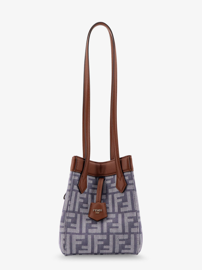 Fendi Fendi Origami Mini FF Jacquard Fabric and Leather Bag Grey - World Class Fashion