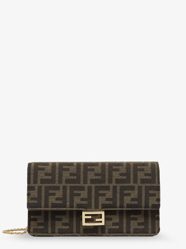 Fendi Baguette Wallet On Chain Ff Jacquard Fabric Shoulder Bag