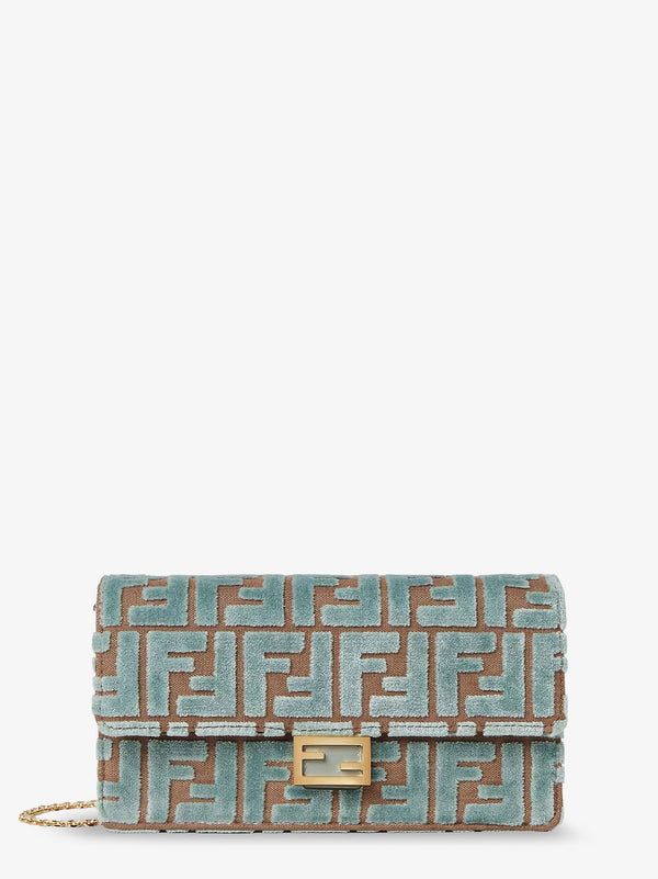 Fendi Baguette Wallet On Chain Ff Jacquard Fabric Shoulder Bag