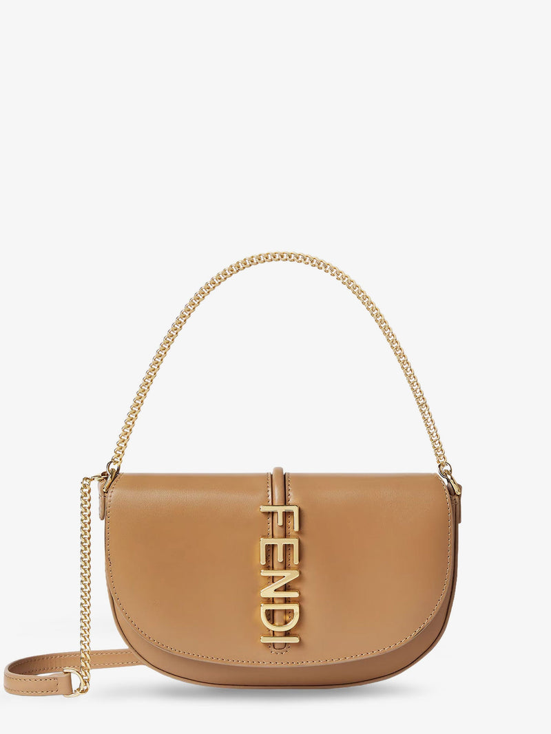 Fendi Fendi Fendigraphy Leather Shoulder Bag Brown - World Class Fashion