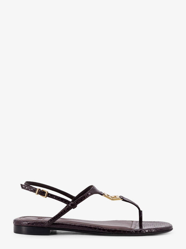 Fendi Fold Leather Sandals With Reptile Effect
