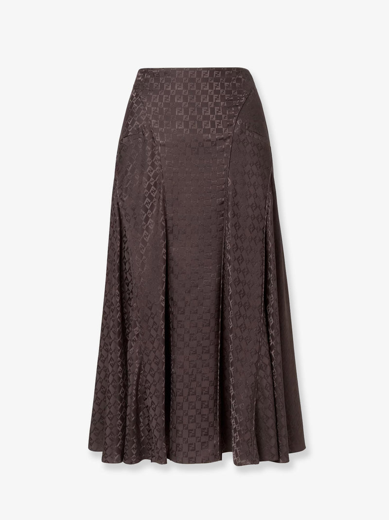 Fendi Fendi Midi Ff Jacquard Silk Skirt - World Class Fashion