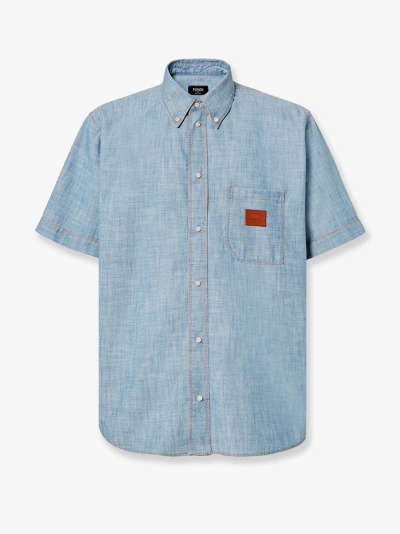 Fendi Fendi Cotton Shirt with Denim Effect Blue - World Class Fashion