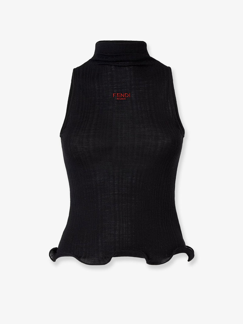 Fendi Fendi Ribbed Virgin Wool Top Black - World Class Fashion