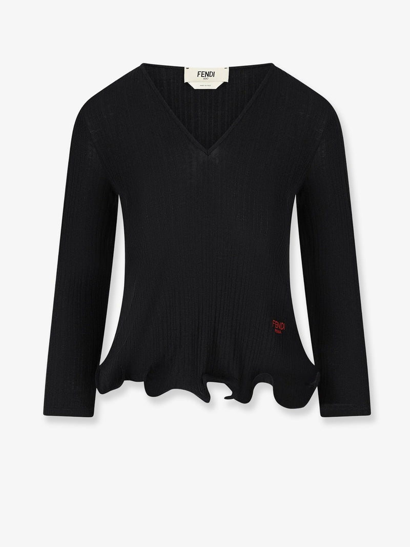 Fendi Fendi Wool V-Neck Sweater Black Women - World Class Fashion