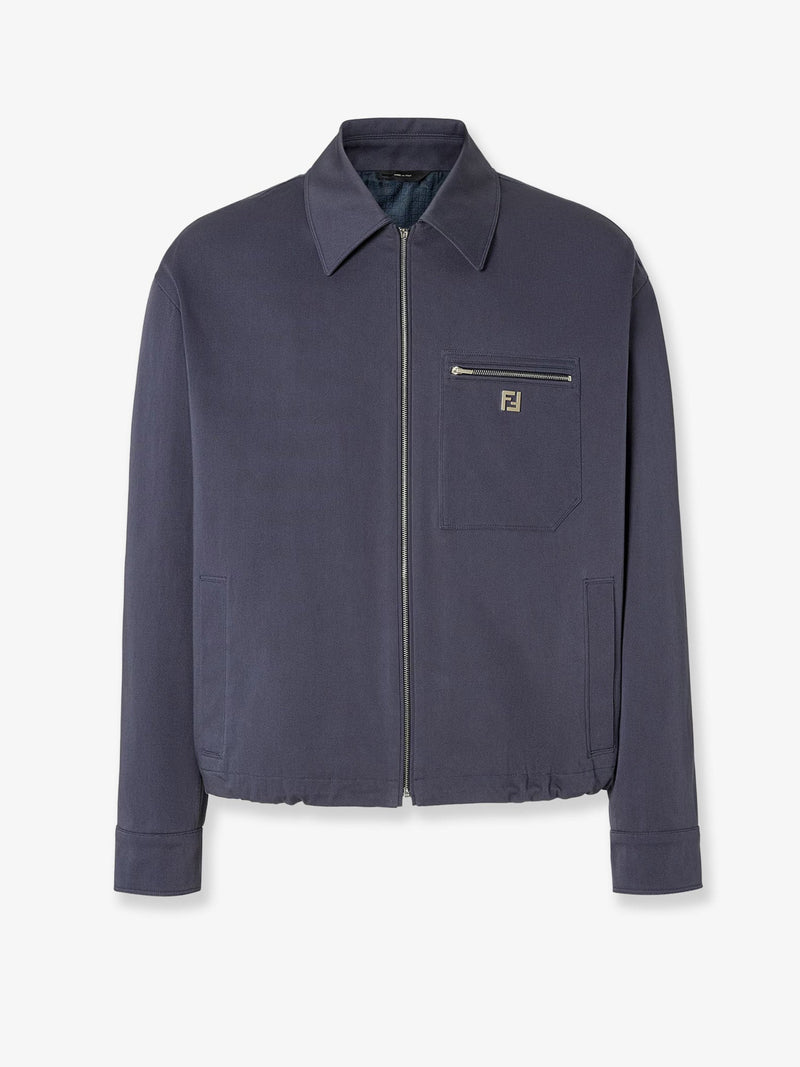 Fendi Fendi Cotton Jacket with FF Detail Blue - World Class Fashion
