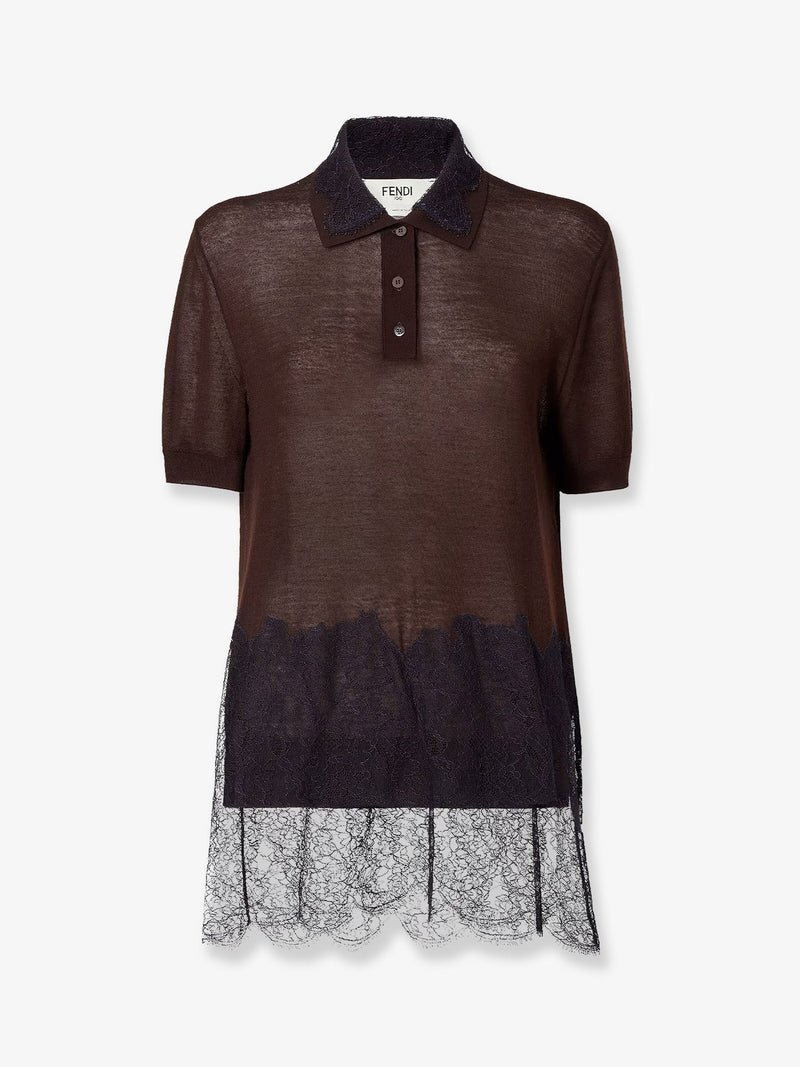Fendi Fendi Lingerie Cashmere And Silk Polo Shirt Pink - World Class Fashion