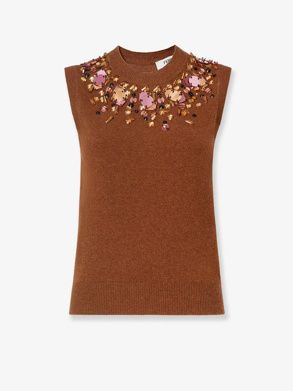 Fendi Sleeveless Wool And Cashmere Sweater