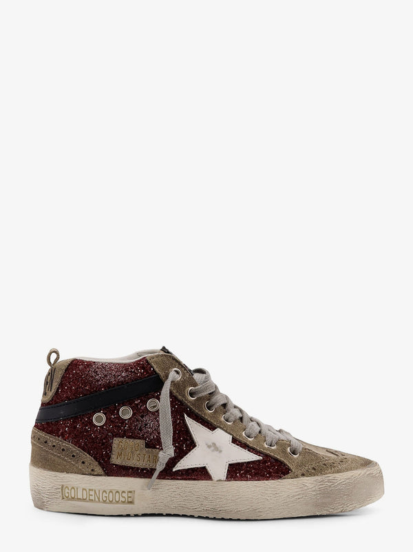 Golden Goose Deluxe Brand Mid Star Classic High-Top Suede Sneakers With Glitter Inserts