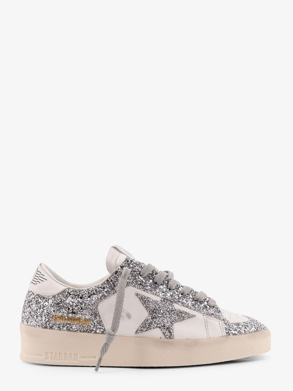 Golden Goose Deluxe Brand Stardan Low-Top Leather Sneakers With Glitter Profiles